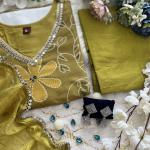 Elegant 3-Piece Traditional Suit Set with Mirror Work and Jhumka