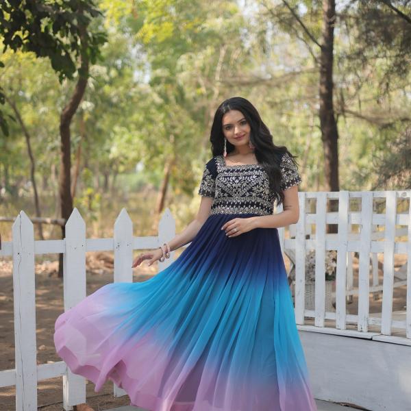 Premium Designer Ready-made Blue Gown