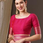 Embellished Self-Designed Kanjivaram Silk Saree in Dark Pink