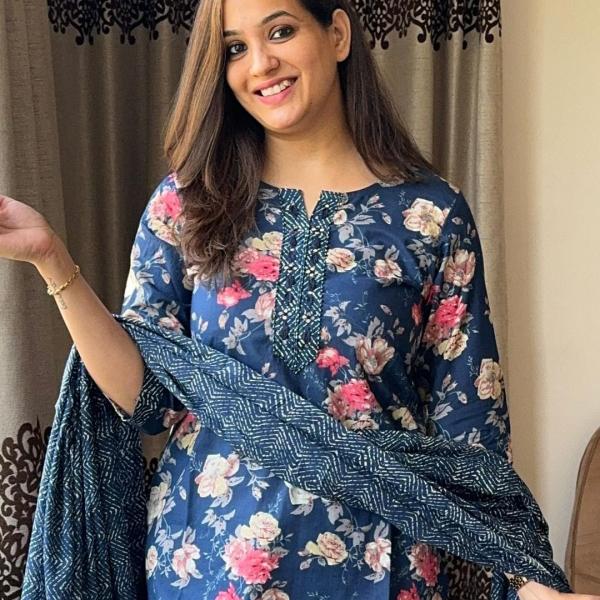 Ravishing Blue Cotton Outfit