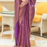 Purple Weaved Kanjivaram Sequence Saree