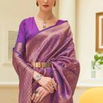 Purple Weaved Kanjivaram Sequence Saree