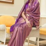 Purple Weaved Kanjivaram Sequence Saree