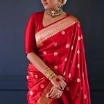 Sonakshi Sinha Red Banarasi Silk Saree for Wedding