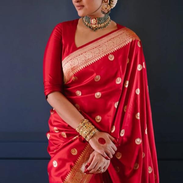 Sonakshi Sinha Red Banarasi Silk Saree for Wedding