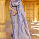 Scintillating Lavender Kanjivaram Silk Saree with Rhapsody Blouse Piece