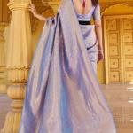 Scintillating Lavender Kanjivaram Silk Saree with Rhapsody Blouse Piece