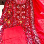 Voluminous Straight Suit Set in Red Rani