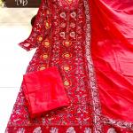 Voluminous Straight Suit Set in Red Rani