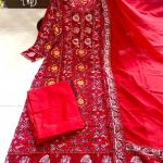 Voluminous Straight Suit Set in Red Rani